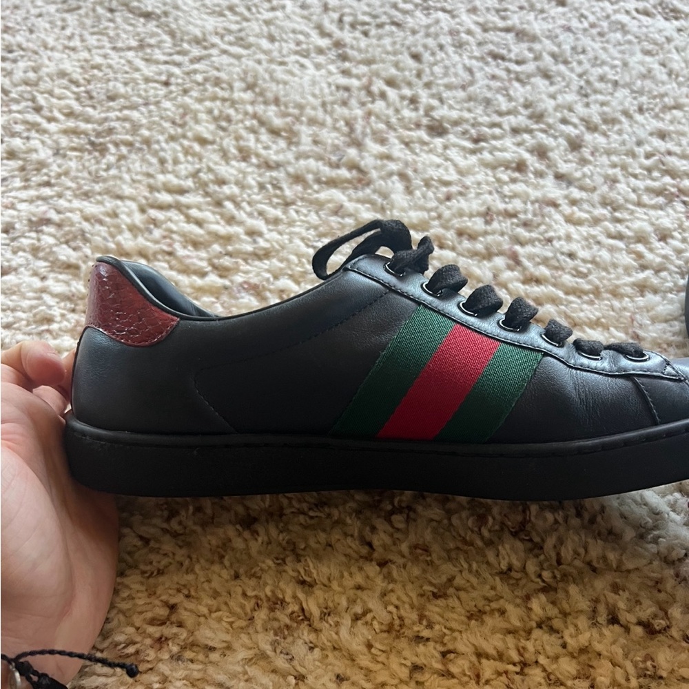 Pair of Black Ace Gucci sneakers in perfect condition